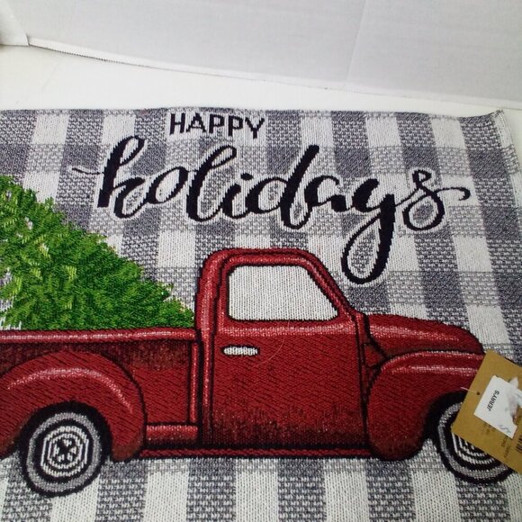 Christmas Placemat Lot of 4 Red Truck Tree Fabric 18" x 12.5" 2 Patterns - Picture 10 of 14